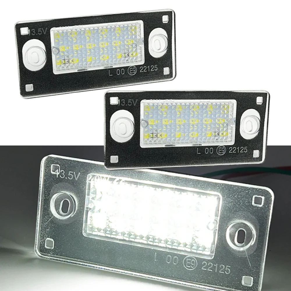 2Pcs LED License Plate Light Lamps For Audi 8D9943021F 8D9943021G 8D9943021H 8*3.7cm/3.14*1.46inch Xenon White Light Color 12V