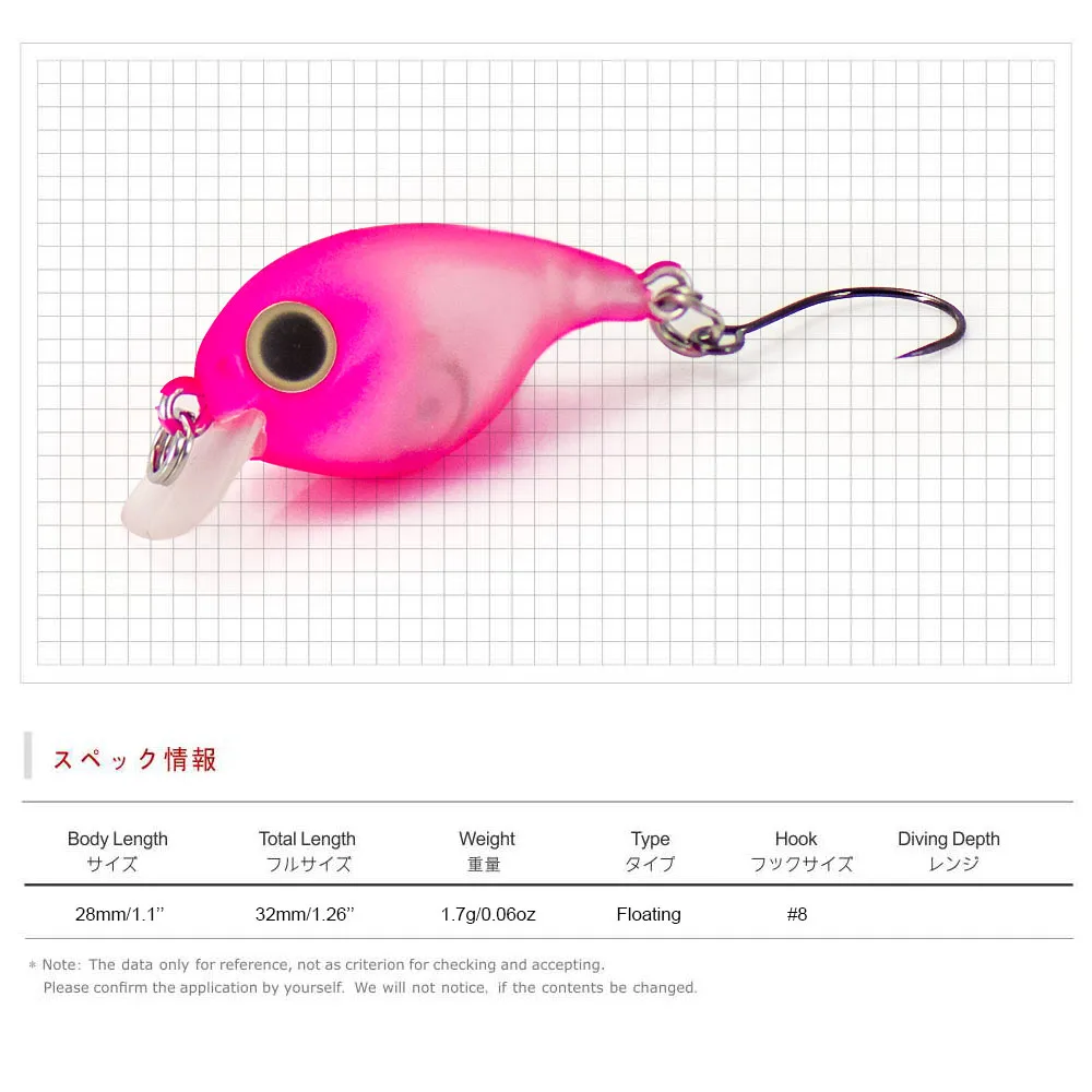 COUNTBASS 28mm 1-1/8" 1,7g 1/16 oz. Schwimmende Wobbler, Forellenangeln, Kunststoff, harter Köder, Köder, Wobbler, Barsch, Leurre-Anglerköder – Detail 5