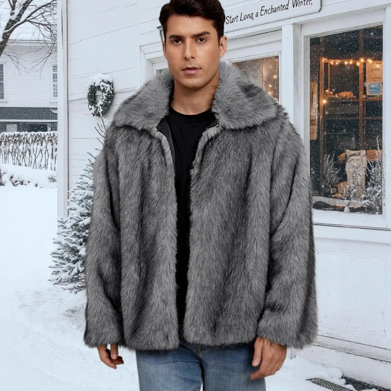 New Winter Men's Lapel Fur Integrated Jacket Eco-friendly Fur Jacket