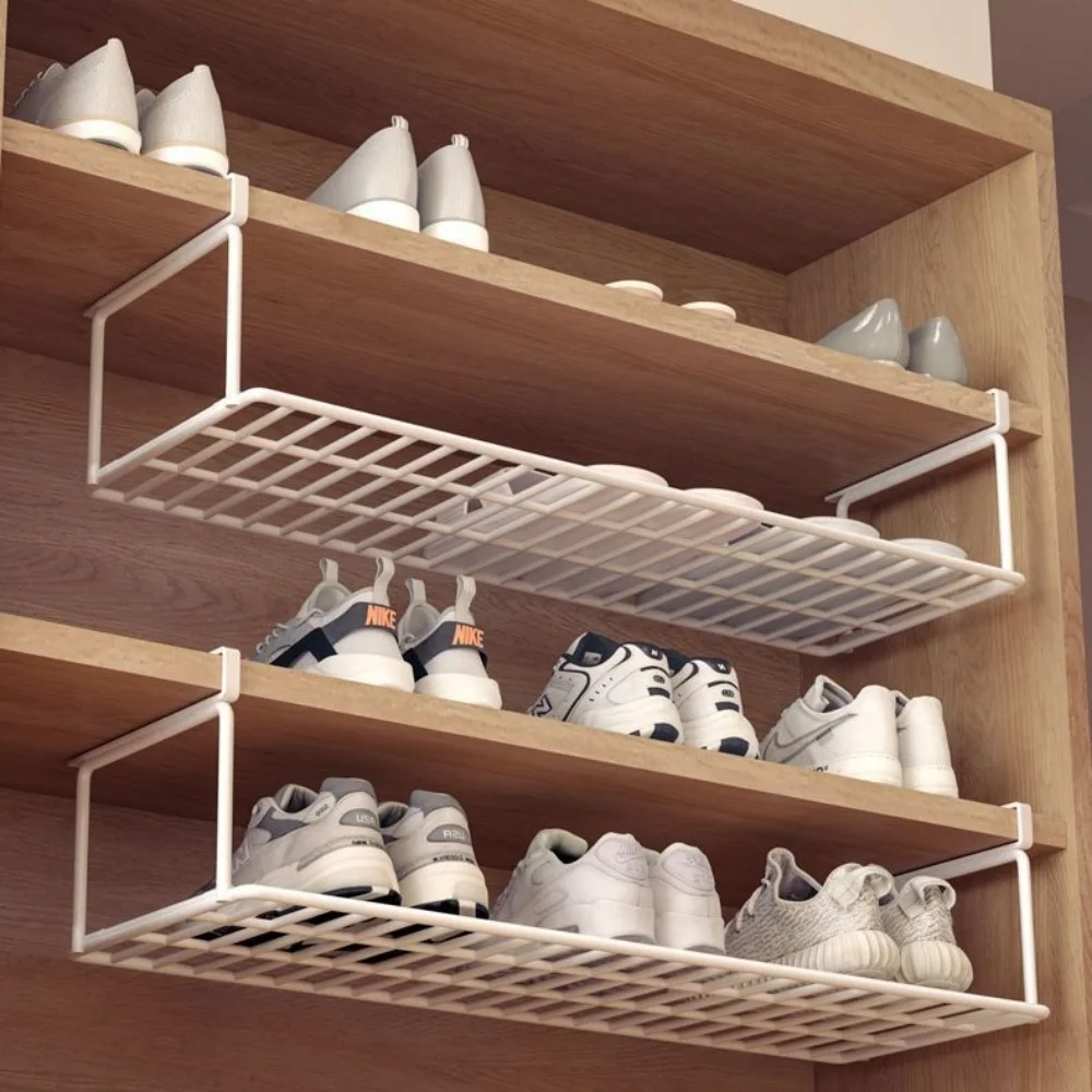 

Складная полка для обуви, подвесная под шкафами, полка для хранения одежды, компактный многослойный органайзер для домашних шкафов для обуви