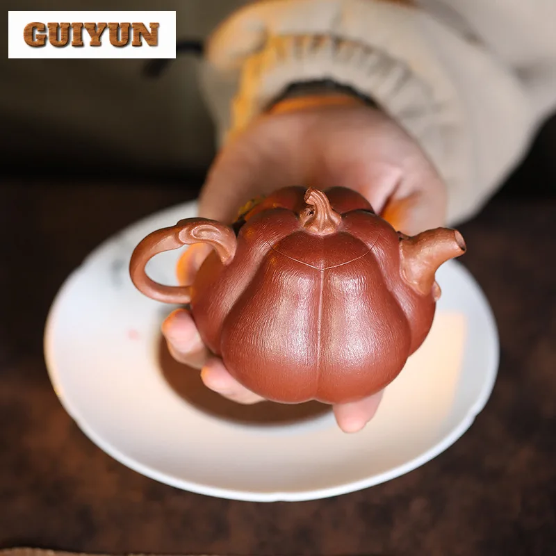 Ancient Yixing Purple Clay Teapots Handmade Two Types Of Pumpkin Pot Raw Ore Section Mud Starch Kettle With Infuser Zisha Teaset