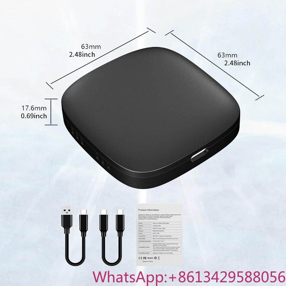 

Wireless Carplay Adapter with 10 Android 2GB+32GB Smart Portable Netflix & YouTube Streaming Box USB Dongle