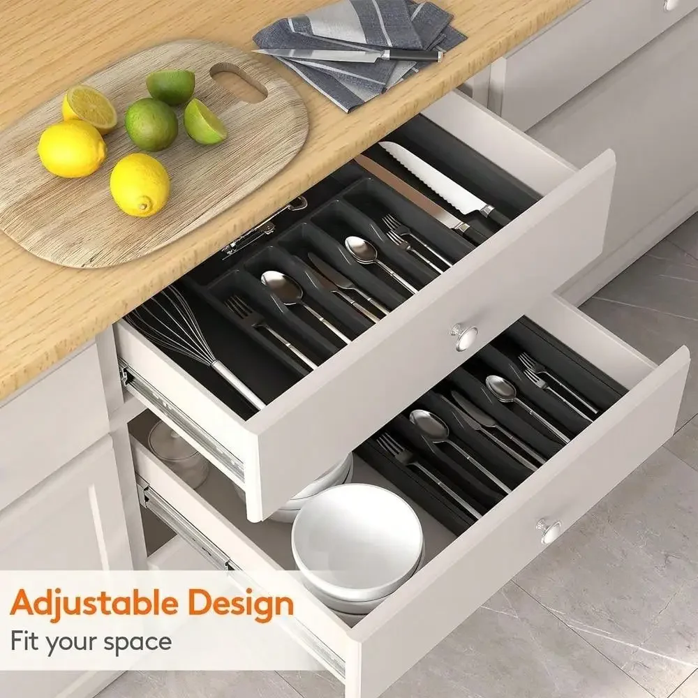 Silverware Organizer Expandable Kitchen Utensil Drawer Organizer With 9 Compartment Large Cutlery Organizer Tray For Forks Knive