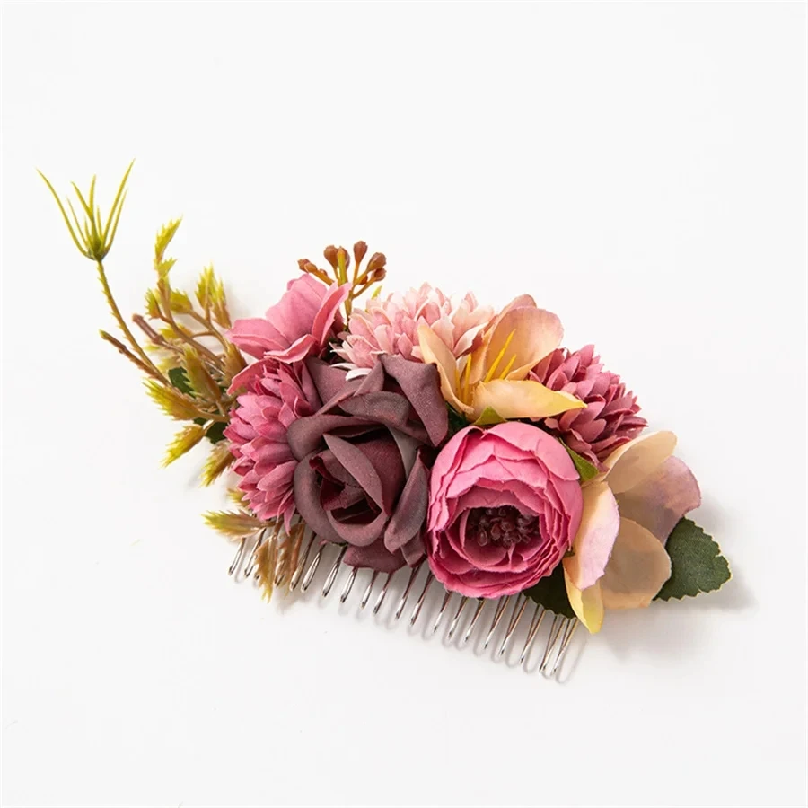 2024 Brides Wedding Flower Hair Comb Hairpin Bridesmaid Headdress Hair Combs Hair Accessories for Women Girls Floral Hairpins