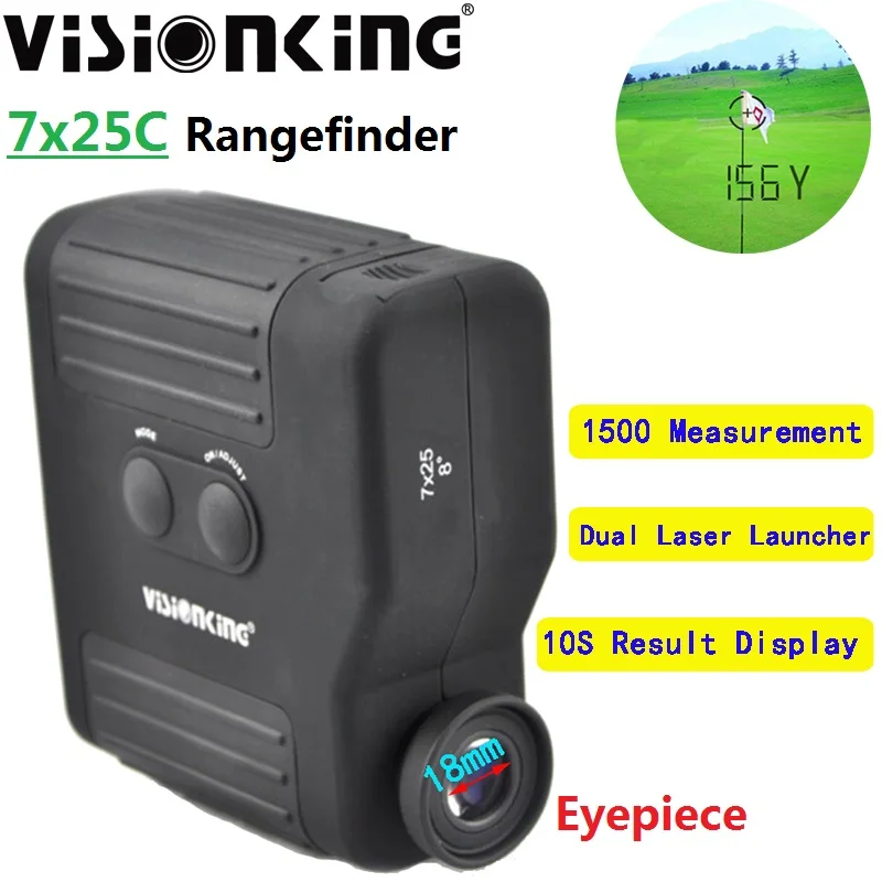 Visionking 7X25 Golf Laser Binocular Rangefinder LCD 1500M Distance Meter Outdoor Professional Hunting Tester FOV 8 ° Telescope