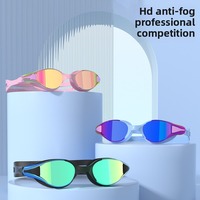 Swimming goggles for male and female teenagers, training, racing, UV protection, integrated nose bridge, pen clip, earplug set,