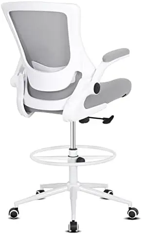 Tall Office Chair, Drafting Chair for Standing Desk, High Office Chair with Adjustable Lumbar Support, Flip-up Arm and