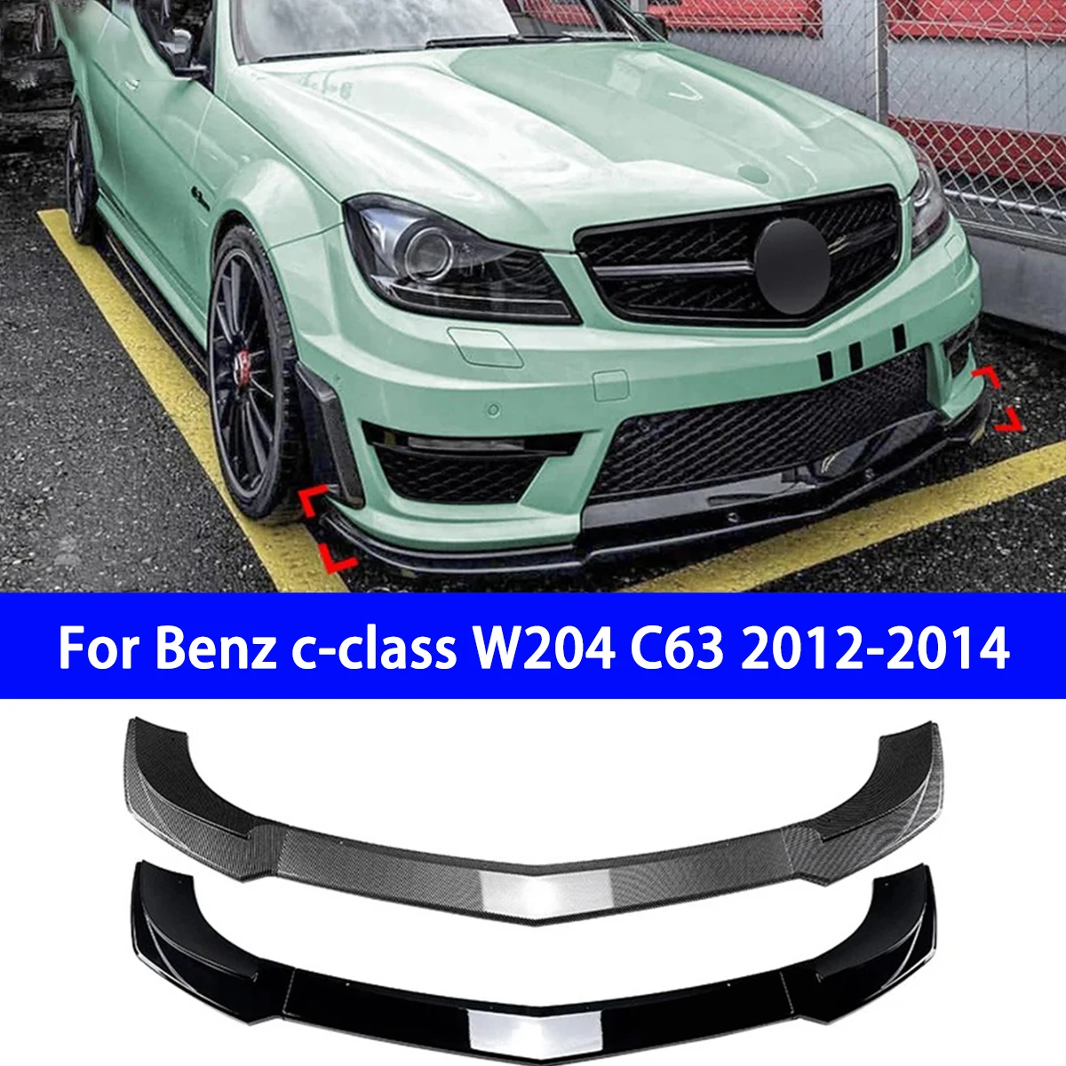 

For Mercedes Benz C-Class W204 C63 2012-2014 AMG Style Front Lip, Front Bumper, Lower Spoiler Lip, Bumper Protection Lip