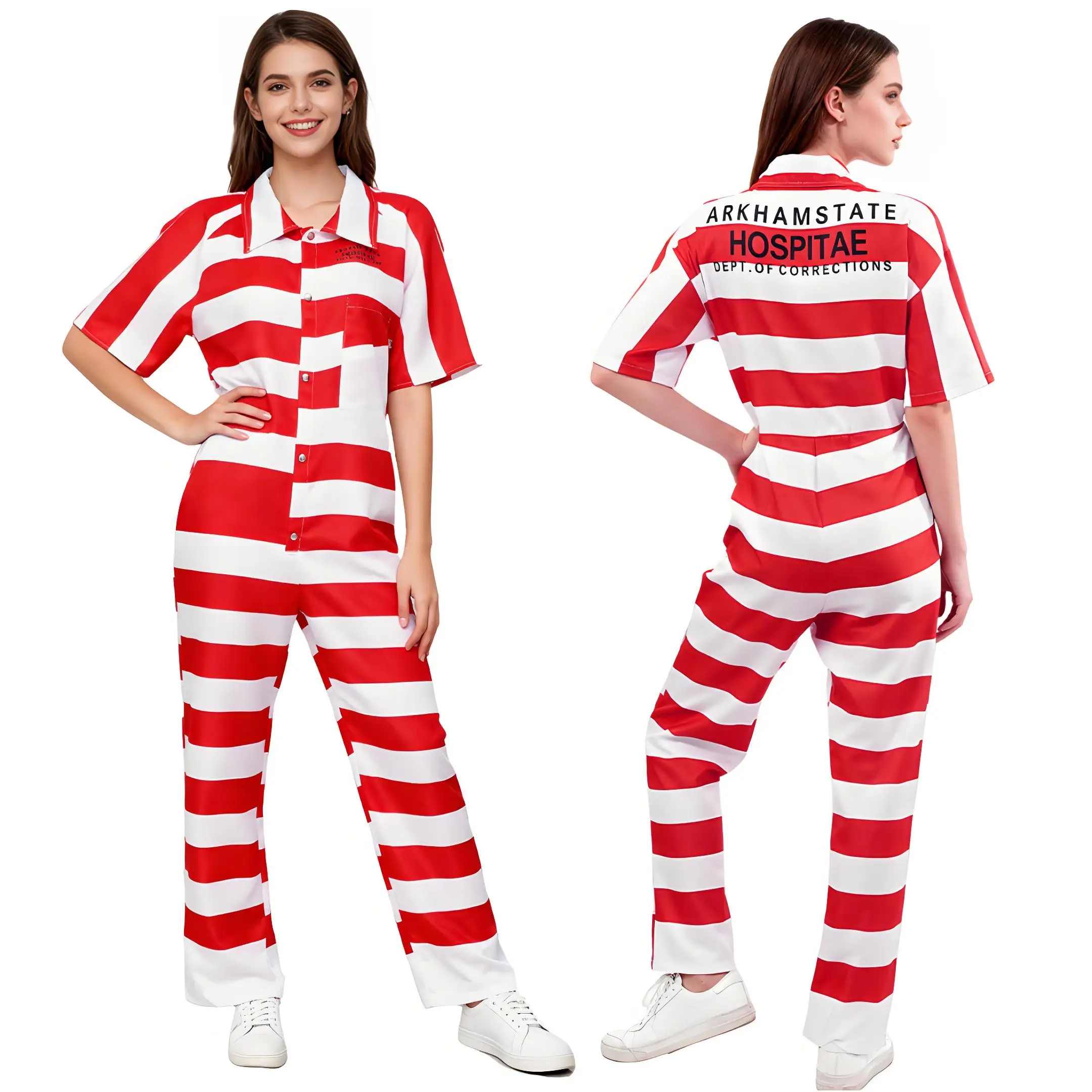 

Gotham The Penguin Prison Uniform Jumpsuit For Adult Women Sofia Falcone Hospitae Cosplay Costume Halloween Party Clothing