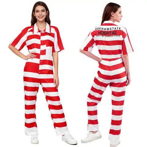 Gotham The Penguin Prison Uniform Jumpsuit For Adult Women Sofia Falcone Hospitae Cosplay Costume Halloween Party Clothing