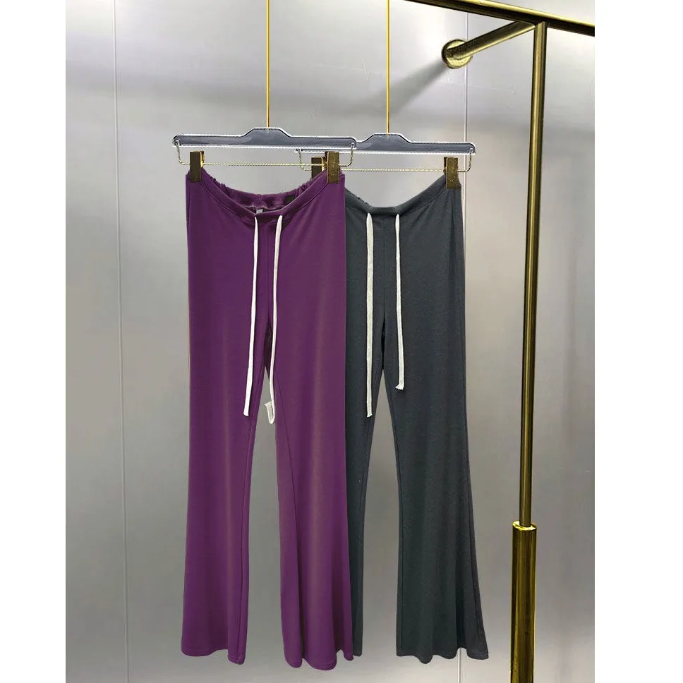 

Женские брюки с низкой талией и широкими штанинами, весна-лето, новые, тонкие, струящиеся, модные, удобные, мягкие, стройнящие, с эффектом обнаженной кожи, длинные