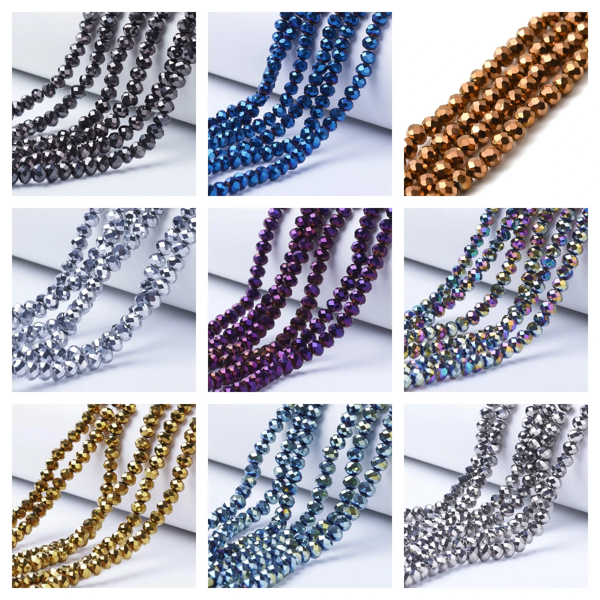 

10 Strands 6mm Electroplate Transparent Glass Beads Strands Loose Beads for Diy Necklace Bracelet Jewelry Making Accessories