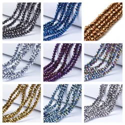 10 Strands 6mm Electroplate Transparent Glass Beads Strands Loose Beads for Diy Necklace Bracelet Jewelry Making Accessories