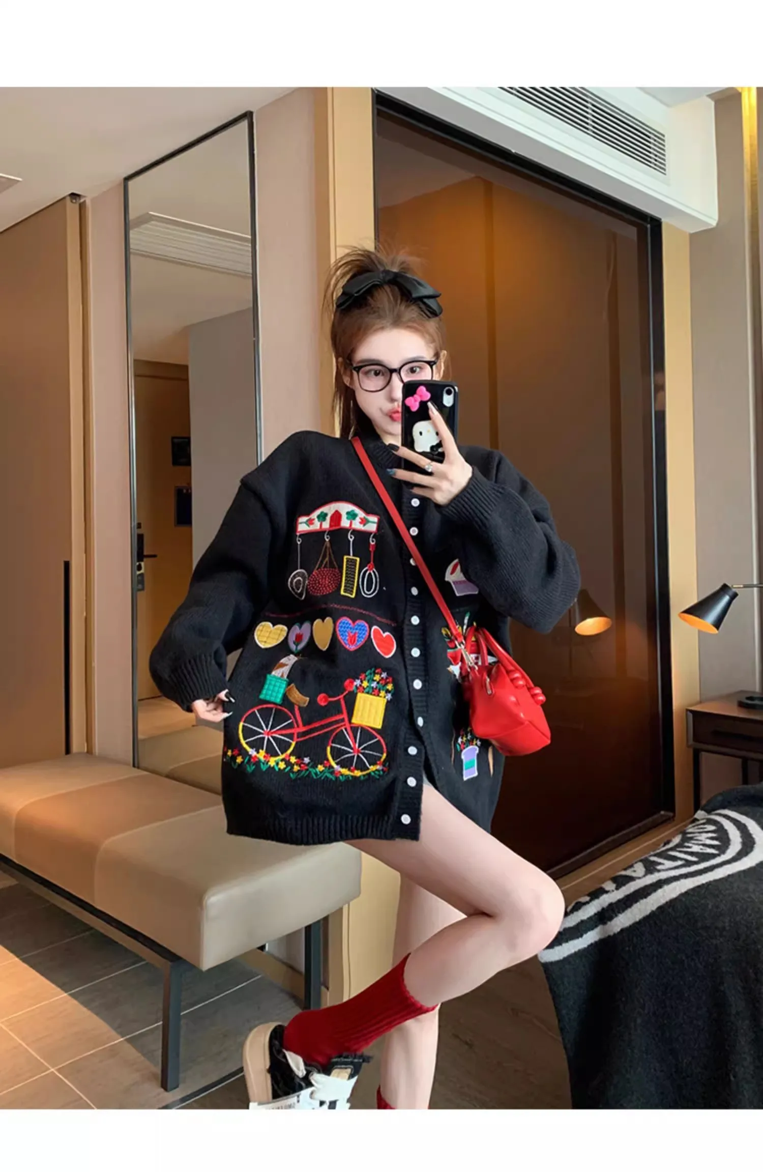 Luxury Runway Sweaters Lovely Cartoon Embroidery Cardigans Women Knitted Coat For Young Ladies Party Outwears Tops NZ243