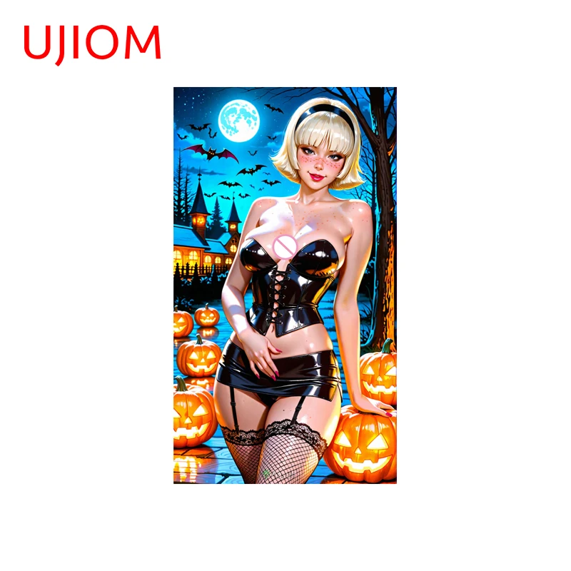 UJIOM Beautiful Halloween Poster Wall Sticker Eye Catching Cartoon Gir Personality Decal Creative Essential For Festivals Decor