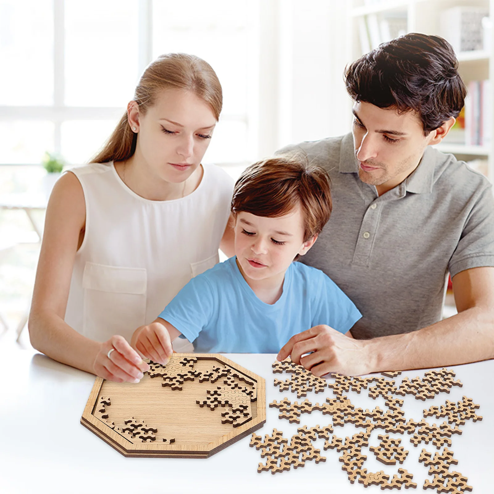 1Set Wooden Puzzle Adult Intelligence Jigsaw Parent Child Brain Exercise Stress Relief Leisure Educational Game