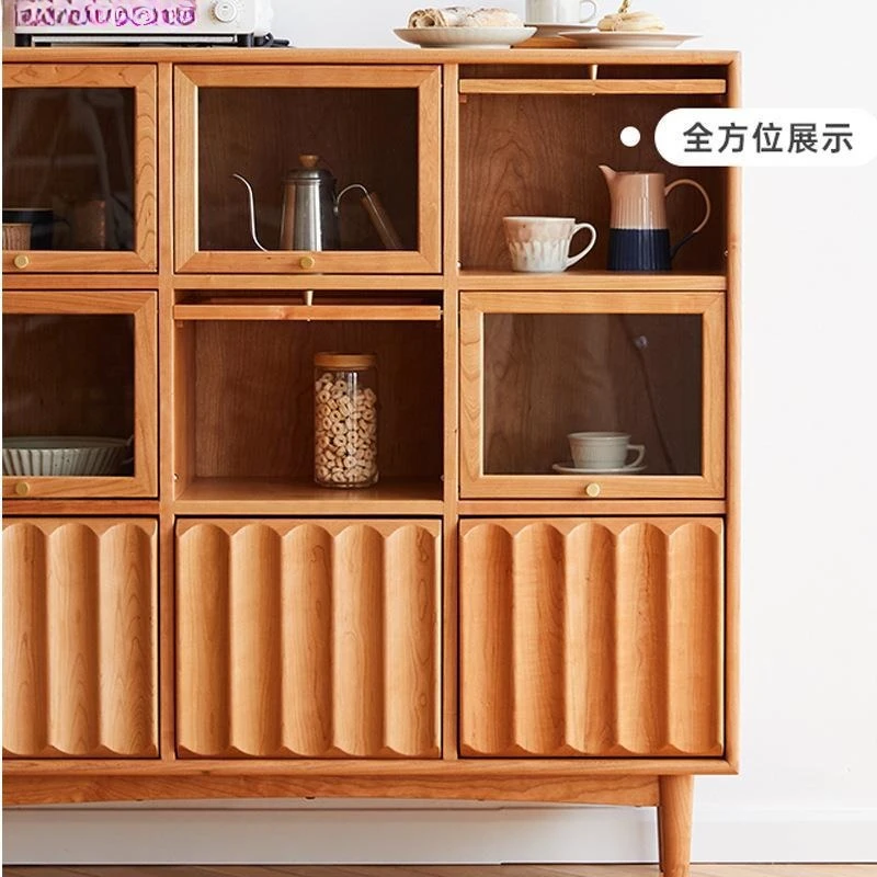 사용자 정의 가능한 북유럽 빈티지 캐비닛 스토리지 스토리지 격자 캐비닛 현대 입구 체리 다기능 버킷 캐비닛