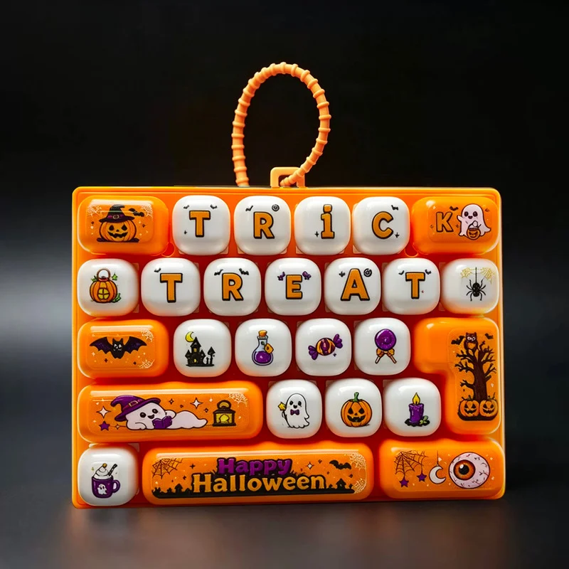 Halloween Limited Edition 26‑Key Mini Keyboard Pop It Keychain Portable Backpack Charm Stress Relief Push Pop Fidget Toy Gift view 3