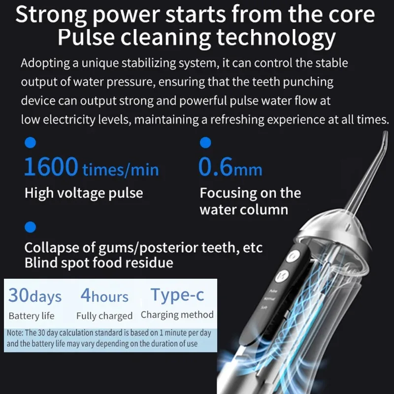 Model Hot Selling Oral Irrigator 3 Cleaning Modes Portable Rechargeable Waterproof  IP65 Dental Water FlosserTeeth Whitening view 5