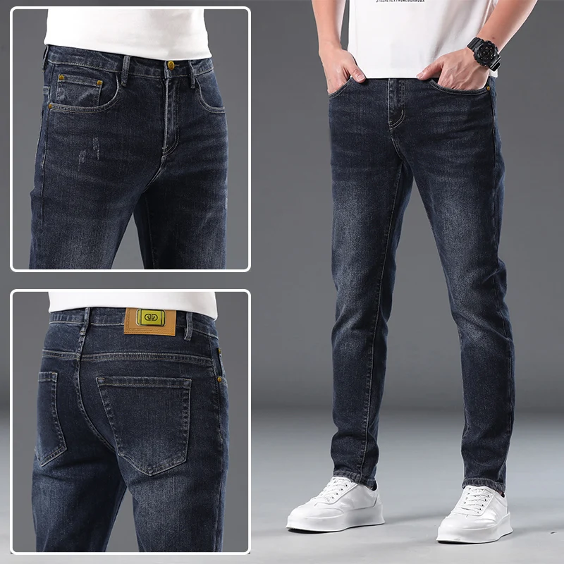 Jeans Men's 2024 Spring and Autumn New Fashion Classic Business Casual All-Match Slim Straight Long Pants