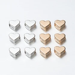 30pcs 6x7x3.5mm KC Gold Color Mental Love Heart Beads For Jewelry Making Craft Handmade DIY Necklace Bracelet Accessories
