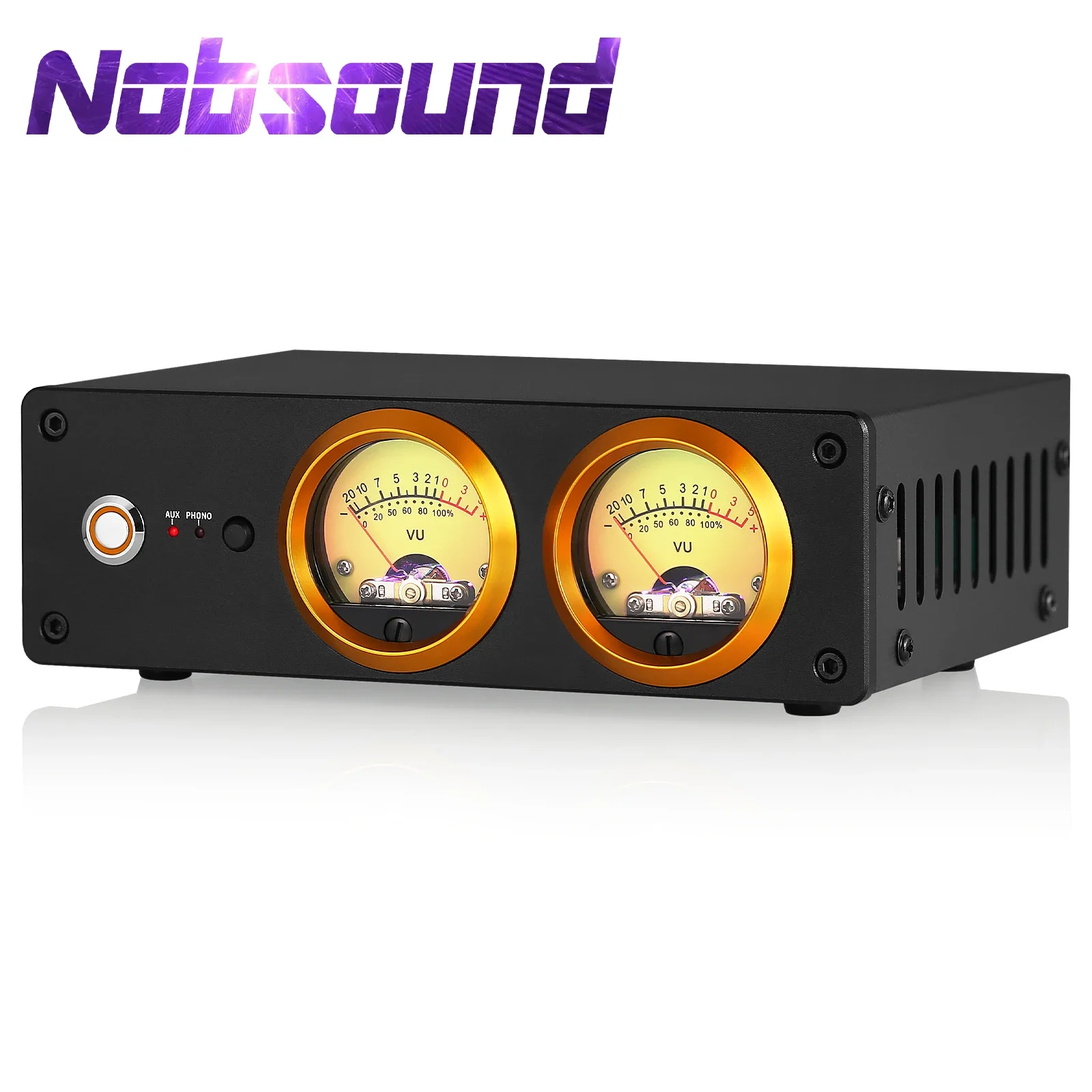 Nosound T13 Mini Phono Preamp Desktop Home Headphone Amplifier for MM Turntables / Record Players with Dual VU Meter