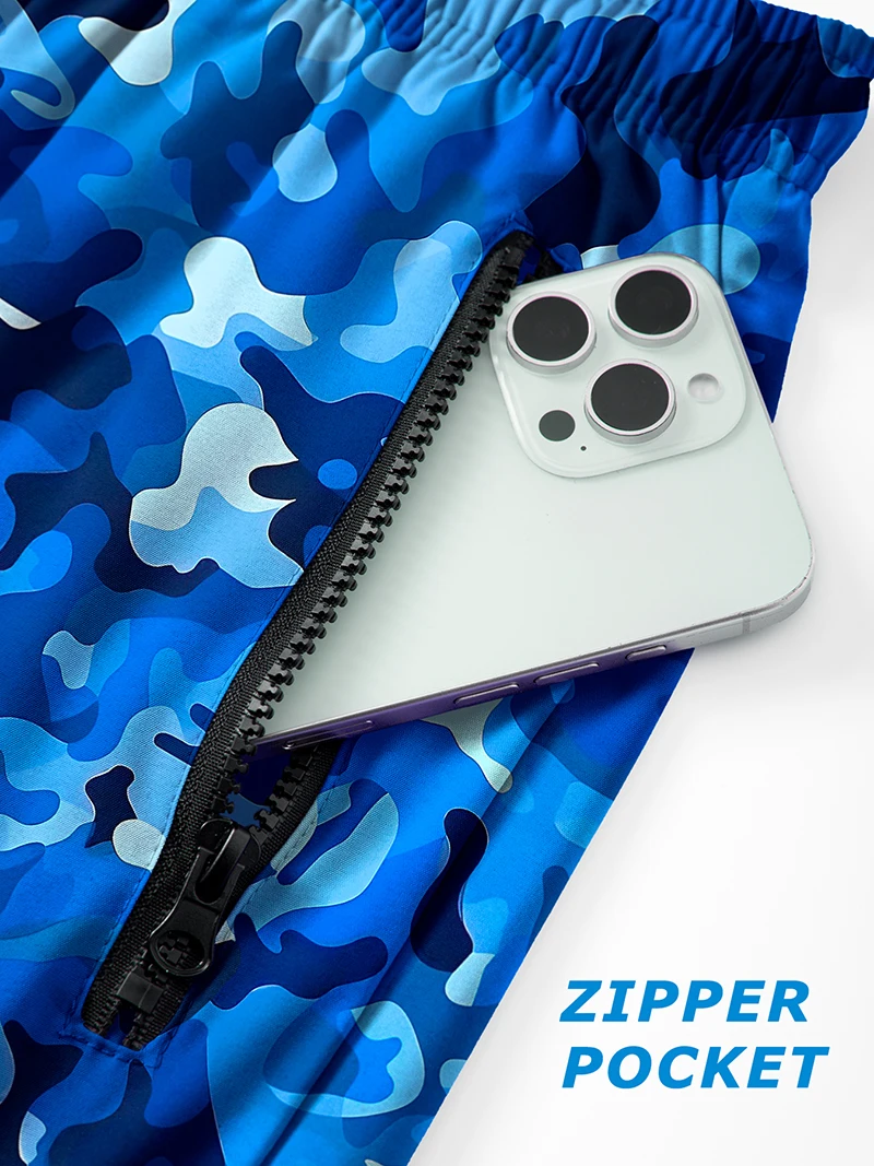 Men's Camo Printed Beach Shorts with Mesh Liner Summer Casual Board Shorts with Zipper Pockets Quick Dry Swim Shorts Swim Trunks image 5