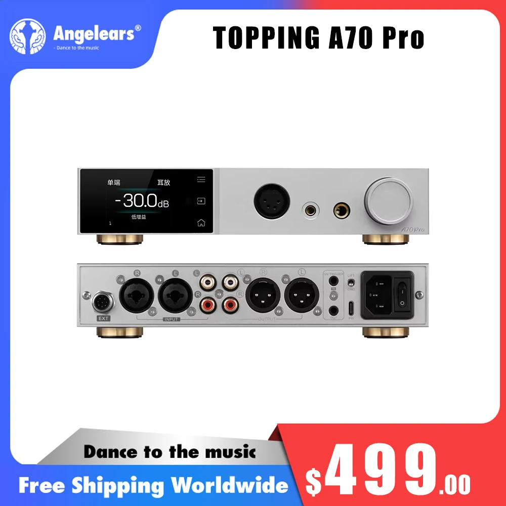 TOPPING A70 Pro Fully Balanced Headphone Amplifier 17000mW*2 Relay Volume Control Pre Amp wiht Remote Control