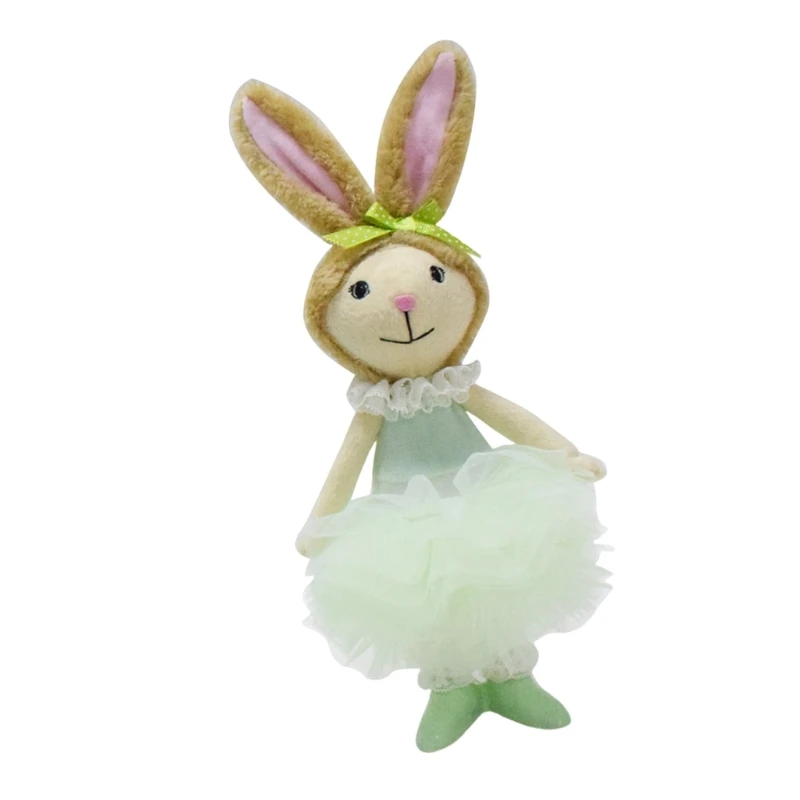 Holiday Rabbit Plushie Figurine Ornament Toy For Holiday Display Decoration