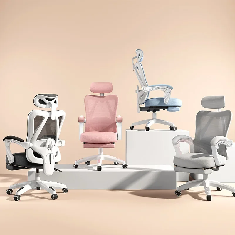 Ergonomische Gaming-bureaustoel met hoge rugleuning Computerstoel Fauteuil Verstelbare lumbale hoofdsteun Mesh Draaibare rolstoel Home Gamer