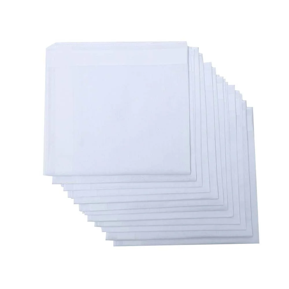 12pcs White Cotton Napkins 40x40cm Reusable Napkin Handkerchief Dinner Serving Cloth Banquet Wedding Party Home Table Decoration