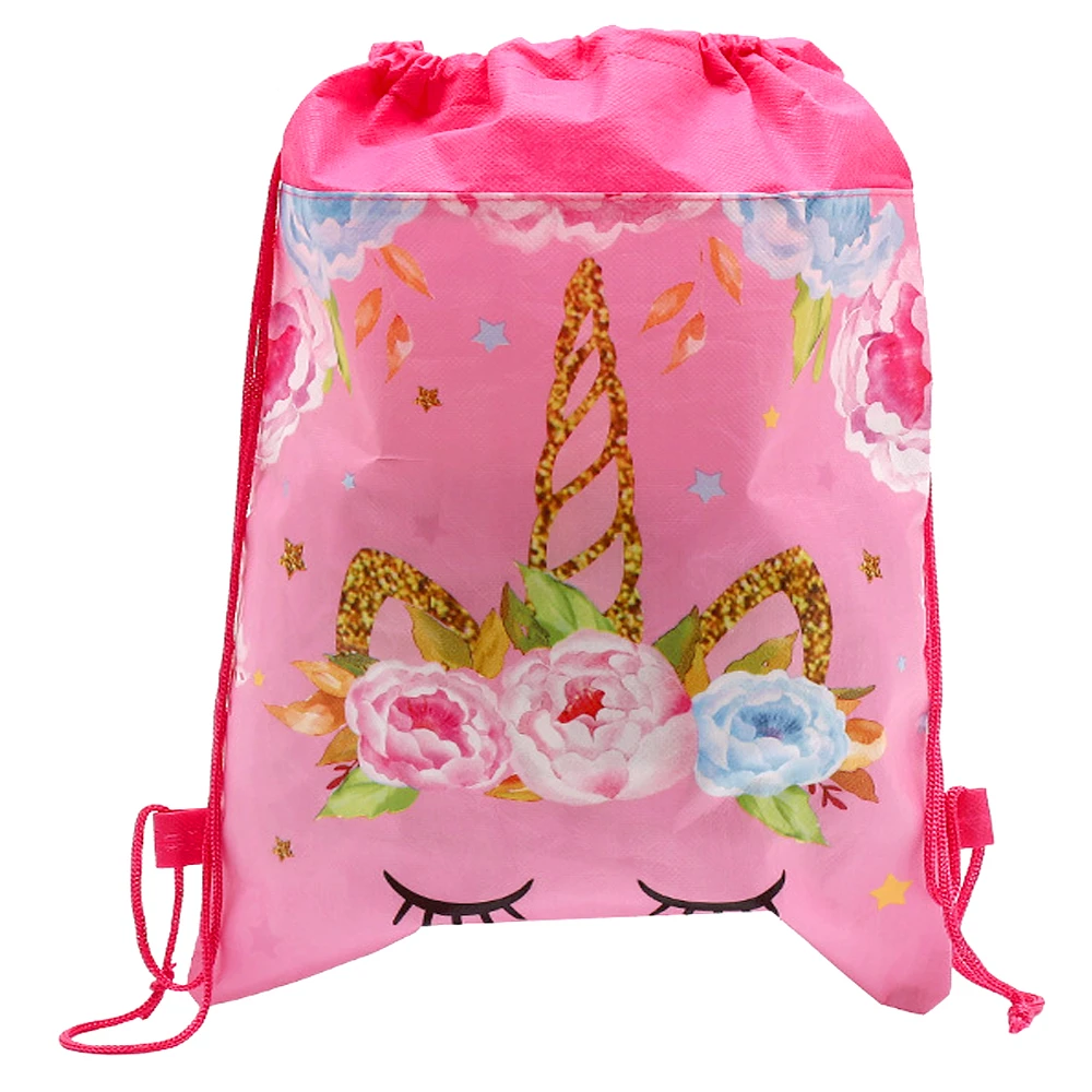 Unicorn Theme 1pcs/lot Mochila Non-woven Fabrics Drawstring Birthday Party Kids Girls Favors Gifts Bags Decorate Backpack