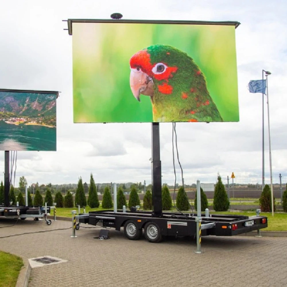 Solar Panel Powered Outdoor Led Mobile Trailer Display Screen Mobile Led Advertising Trailer Display Signs