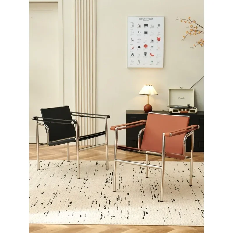 Italian Style Single Sofa Chair Designer Vintage Single Chair Stainless Steel Leisure Chair