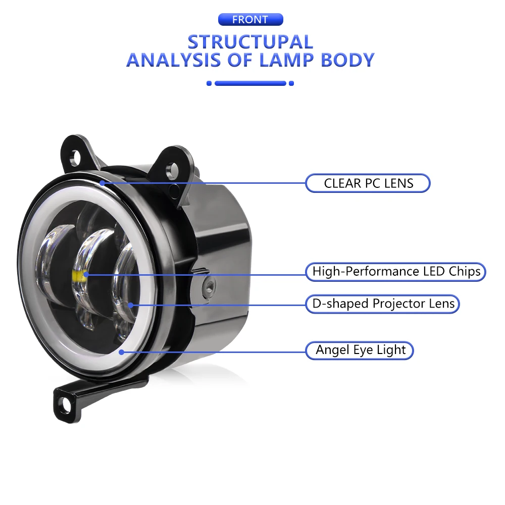 Pair 3.5inch Round Led Fog Lights driving light with White amber Halo For lada Priora Gazelle Russia cars fog lamp