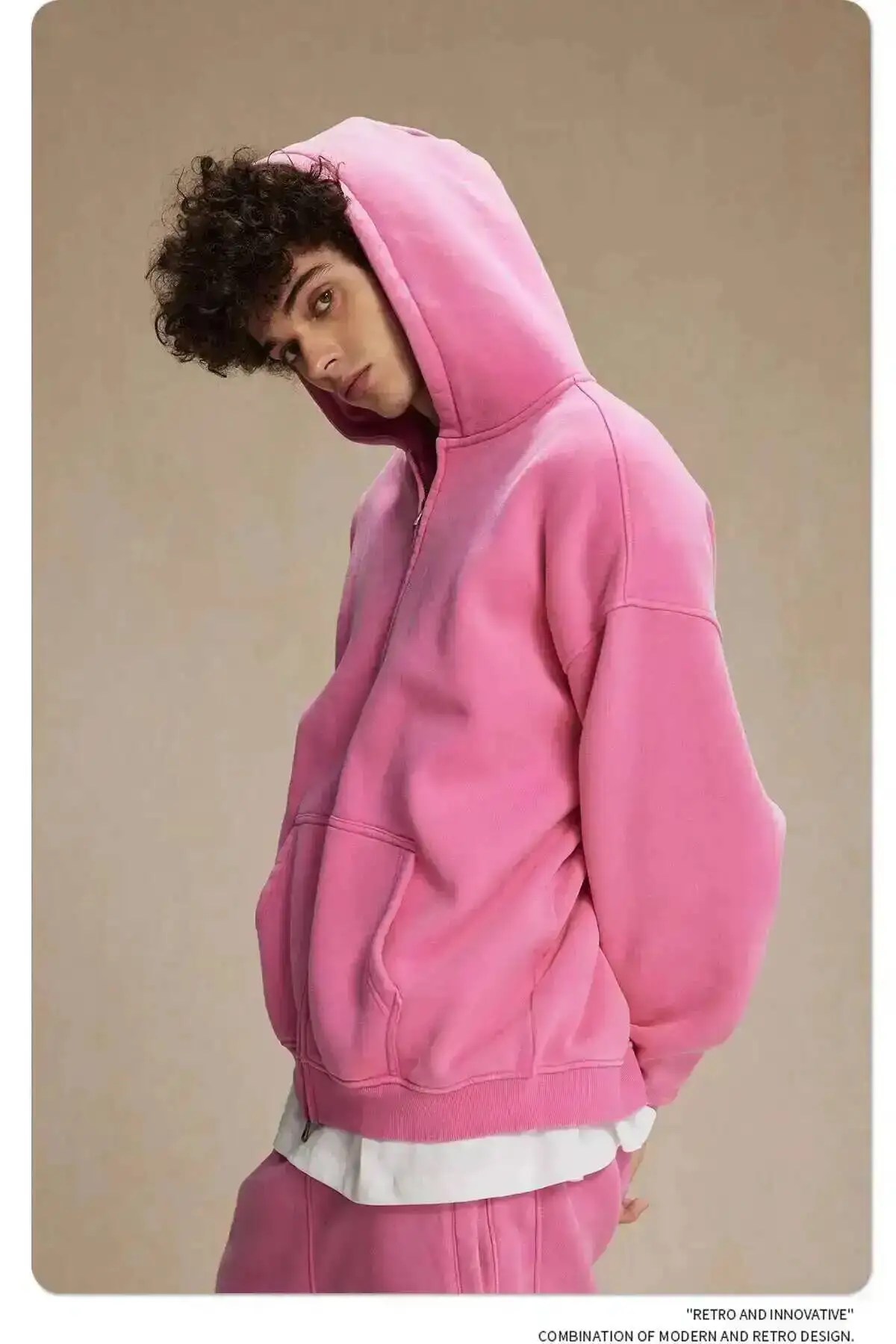 IEFB Men's Wear Wax Printing Vintage Male Hoodies Oversized Loose Zipper Water Washed Plush Sweatshirt Trendy New 9C9349 13 S29fe7cd562af4b89a504311f837f260as