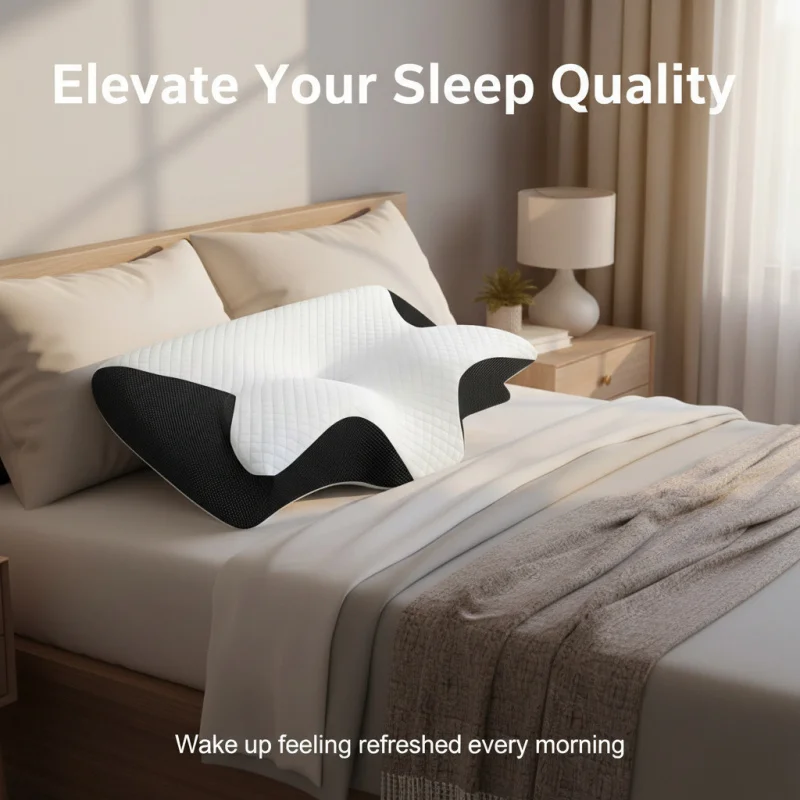 

Ортопедическая подушка для сна с эффектом памяти Butterfly Sleep: комфортная, медленно восстанавливающая форму, из пены с эффектом памяти, для массажа шеи и поддержки шейного отдела позвоночника