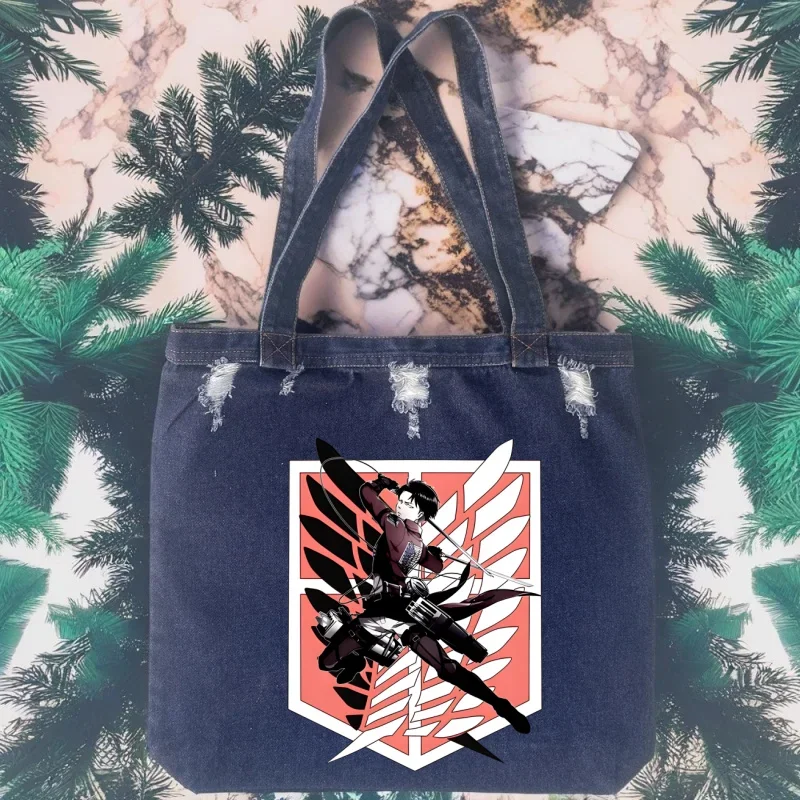 

Attack on Titan Shingeki No Kyojin Liberty Eren Levi Retro Shoulder Bag Women's Cowboy Denim Sling Bag Capacity Designer Bag
