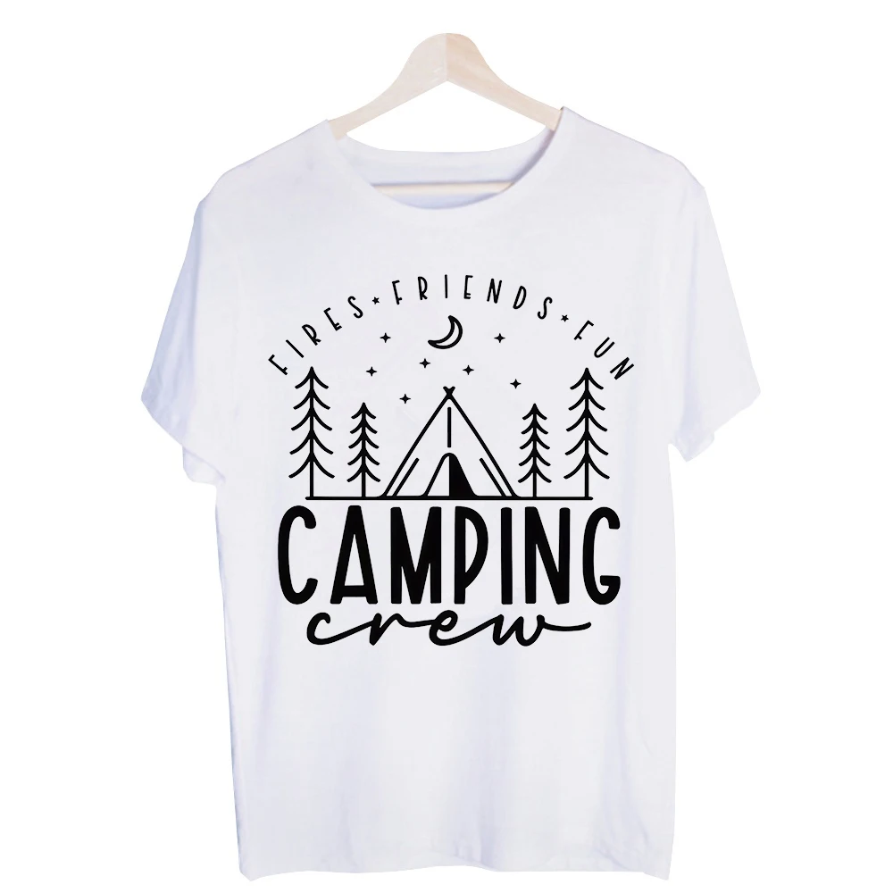 Men's Camping Scene Graphic Tee, Short Sleeve Crew Neck T-Shirt for Outdoor Casual and Weekend Activities
