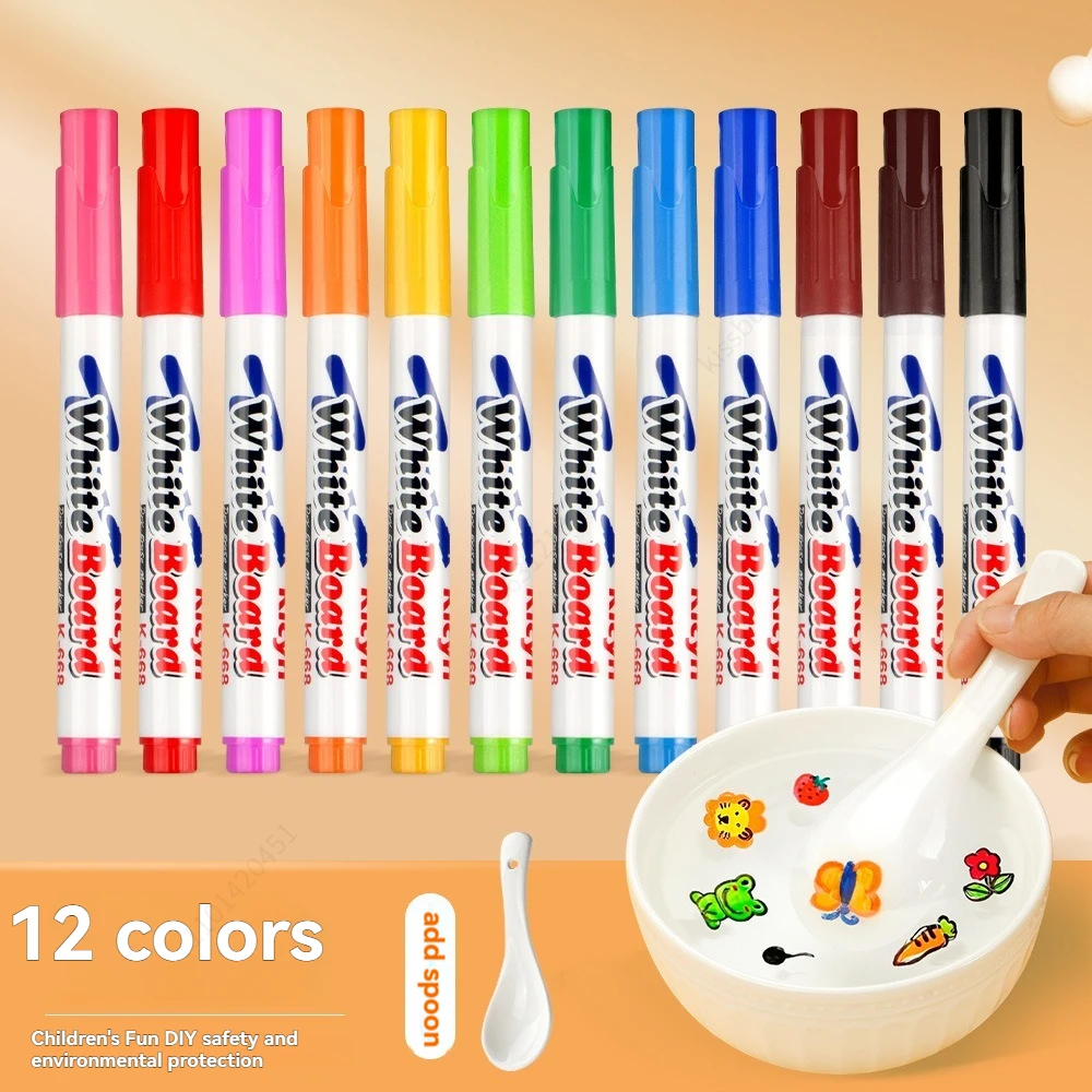 8/12 Colors Magic Floating Water Pen - Reusable Water Drawing Set with Floating Ink Technology Painting Colorful Mark Pen School
