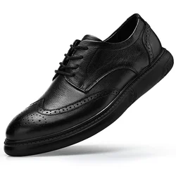 Big Size Mens Formal Genuine Leather Dress Shoes British Stylish Business Dress Men Flats High Quality Brogues Oxford Shoes Men