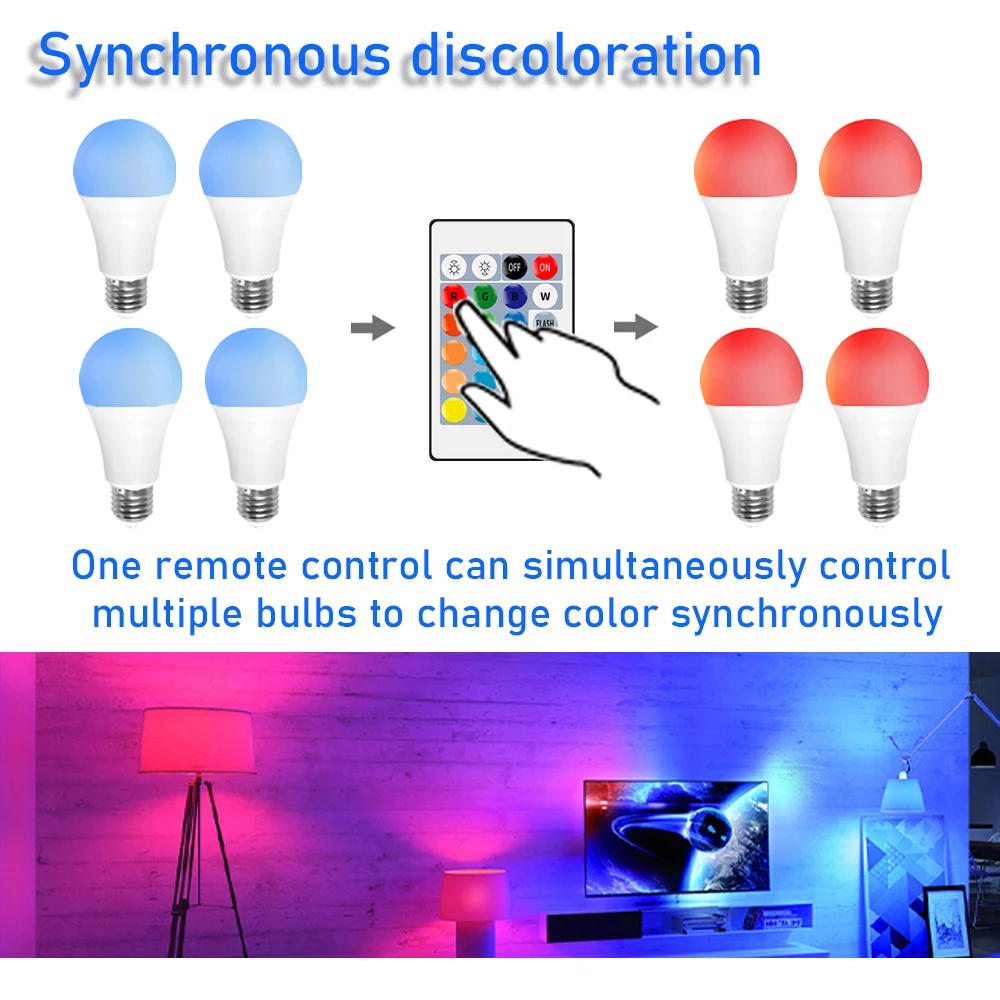 インテリジェントLED電球,e27,rgb AC100-240V,ランプ用調光可能,発光,カラフル,パーティーの装飾照明,1〜10個。