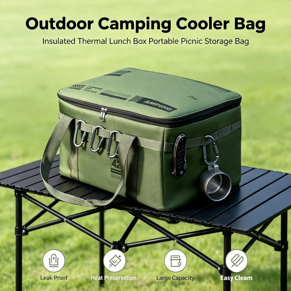 Outdoor Foldable Picnic Tableware Storage Box Waterproof Tactical Camping Bag Large-capacity Thermal Insulation Storage Box