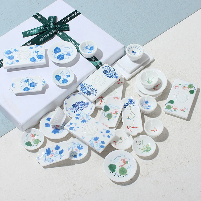 

4 шт. миниатюрная винтажная тарелка для кукольного домика/чаша/чайный столик DIY ручной работы кукольный домик Декор аксессуары ролевые игры игрушки модель