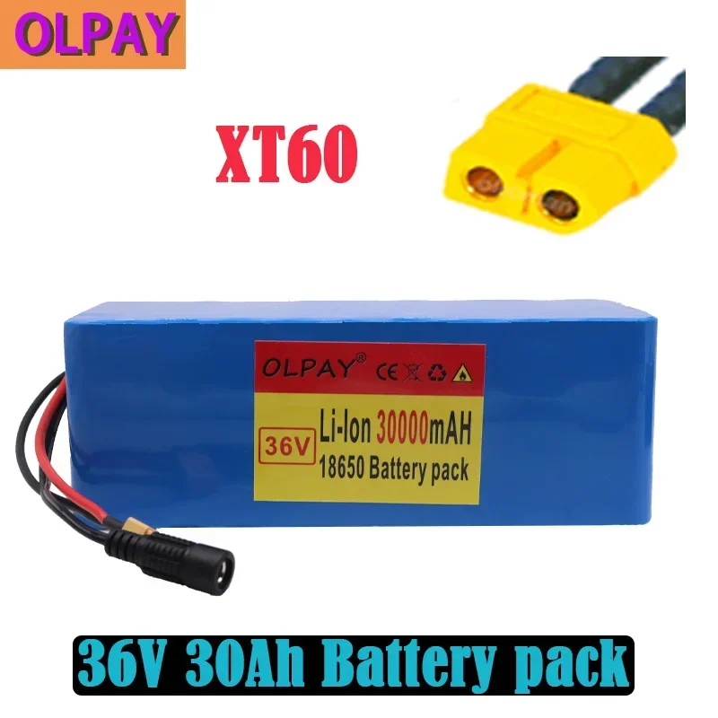 

New 36V 10S4P 30Ah 500W high capacity 42V 18650 lithium battery pack 30000mAh electric bicycle scooter with BMS XT60 Plug