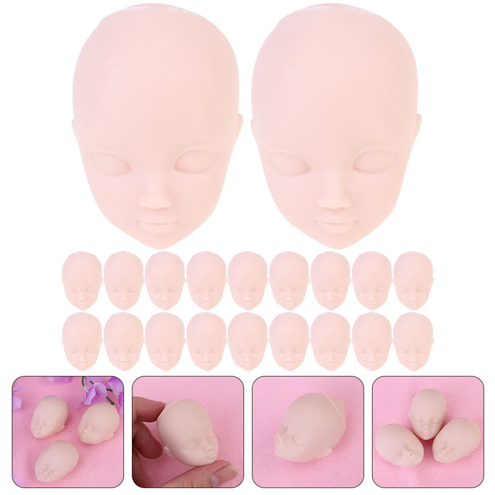 20pcs Plastic Small Heads For Diy Decoration Practice Makeup Tool Creative Heads Miniature Part Handmade Supplies