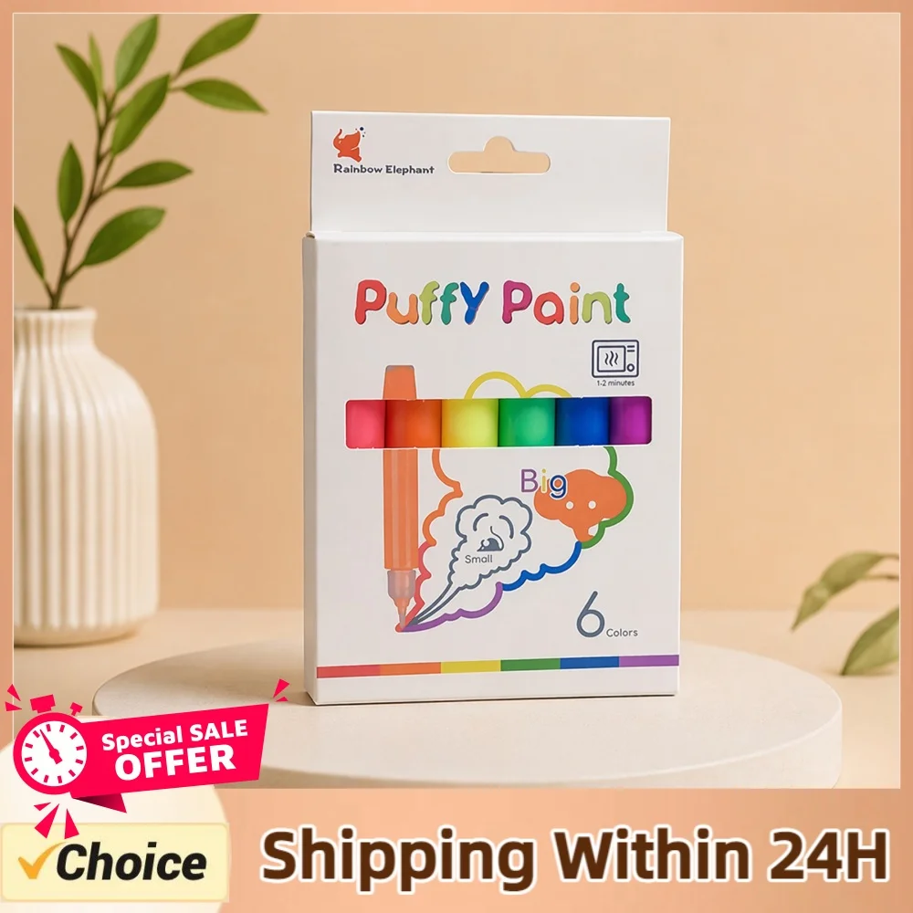 Puffy Paint Pens 6 Colors Heat Activated 3D Doodle Art Markers DIY Bubble Drawing Youth Craft Pens