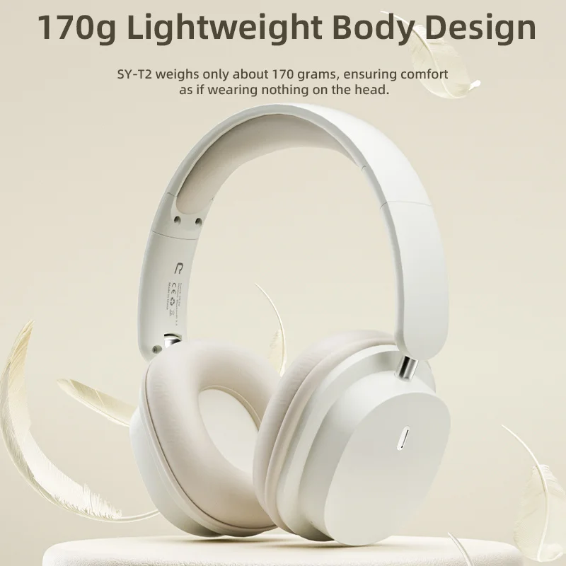 New SY-T2 Wireless Bluetooth 5.3 Headphones With Mic Space Sound Effects Support One Machine and Two Connections TF Card Headset