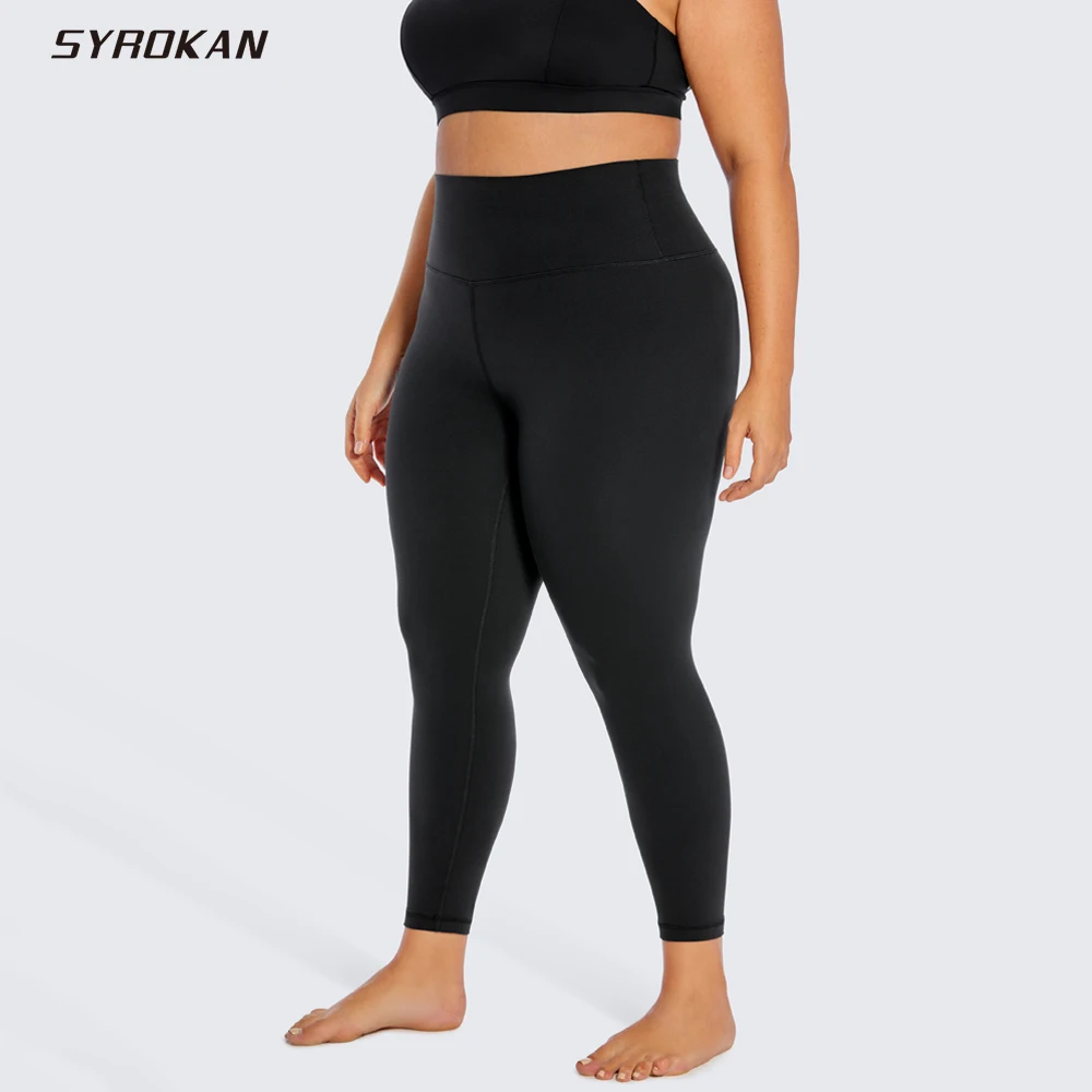 SYROKAN Plus Size Women Leggings 25 Inches Black Curve High Waisted Buttery Soft Workout Spandex Yoga Pants 3xl 4xl