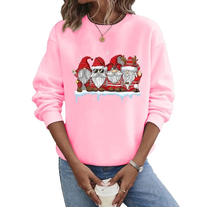 Crew-neck Hoodie Europe and The United States Christmas Long-sleeved Hot Santa Claus Print Clothes  Sweatshirt  Streetwear Women